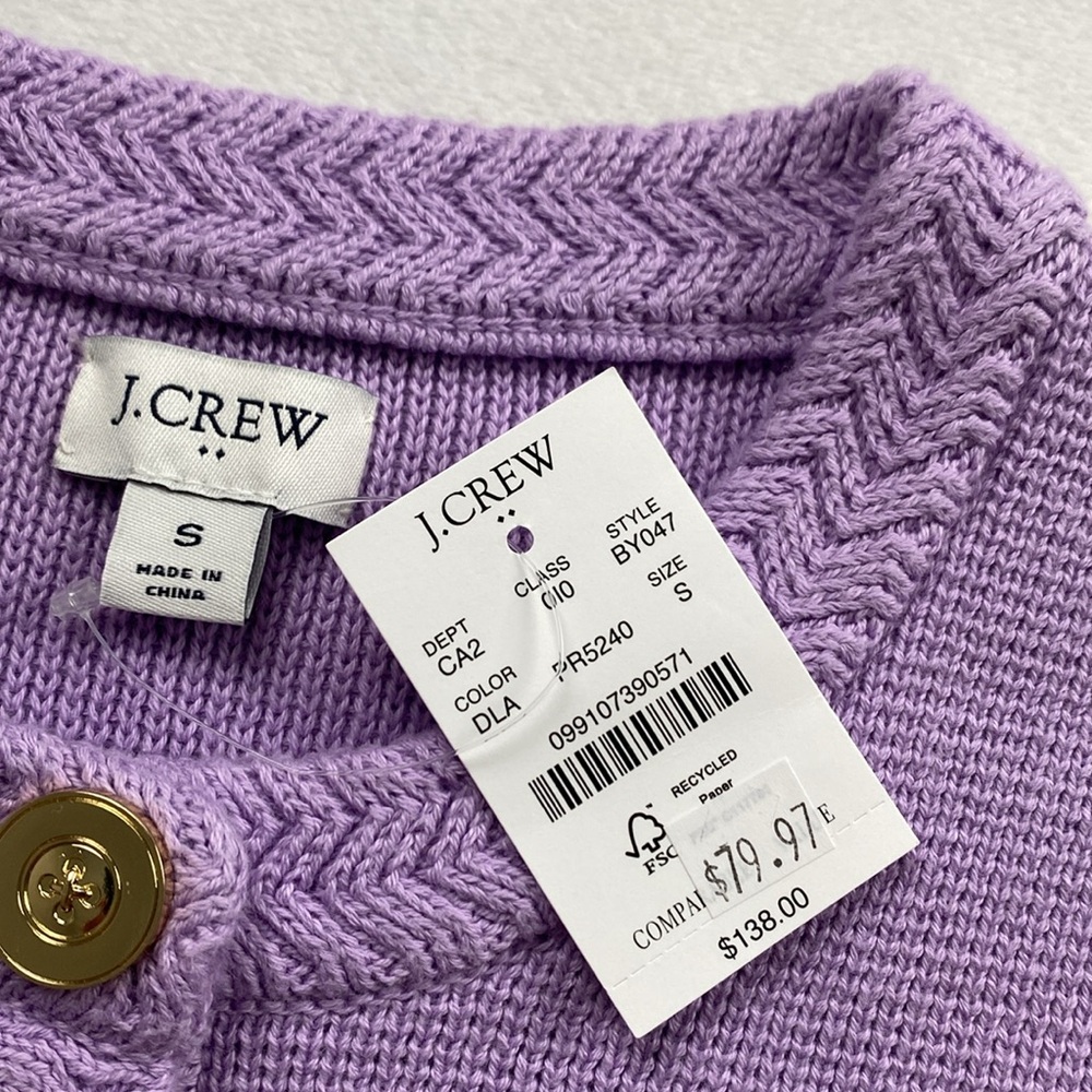 J. Crew Factory Knit Button Front Long Sleeve Sweater Cardigan (Lavender) - Picture 14 of 16